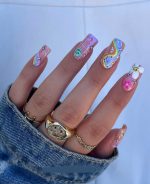 ناخن مصنوعی راسا مدل رنگین کمانی شلوغ