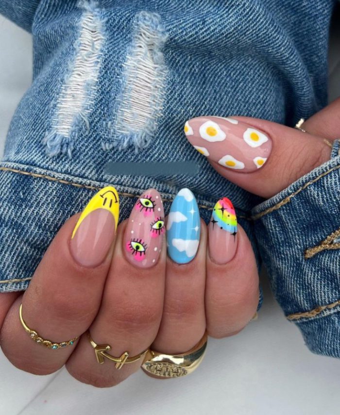 ناخن مصنوعی راسا مدل رنگی رنگی شلوغ