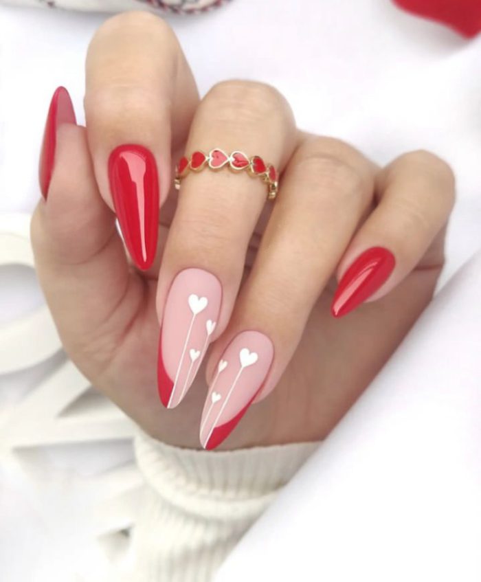 ناخن مصنوعی راسا مدل قرمز طرح خط و قلب - Image 2