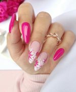 ناخن مصنوعی راسا مدل سرخابی طرح فرنچ گل - Image 2