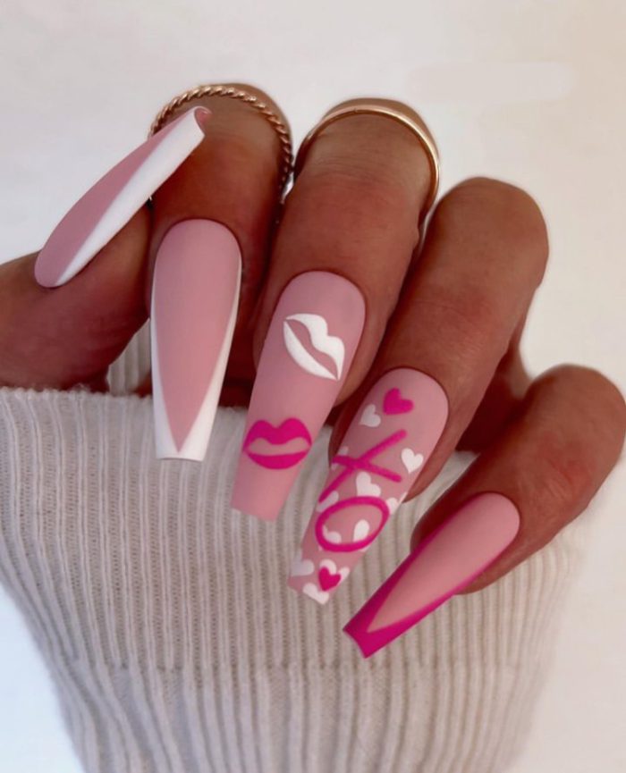 ناخن مصنوعی راسا مدل فرنج طرح لب و قلب - Image 2