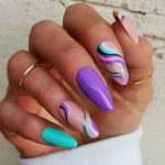 ناخن مصنوعی راسا مدل بنفش آبی طرح خطی - Image 2