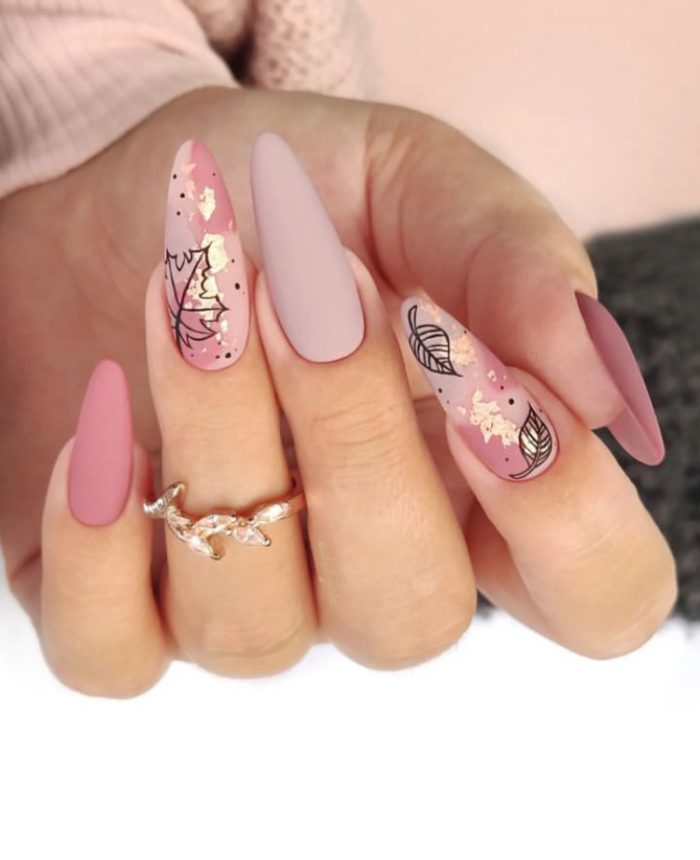 ناخن مصنوعی راسا مدل صورتی کالباسی طرح برگ - Image 2