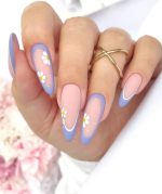 ناخن مصنوعی راسا مدل آبی طرح فرنچ و گل بابونه - Image 2