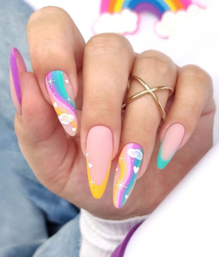 ناخن مصنوعی راسا مدل رنگین کمان و ابر - Image 2