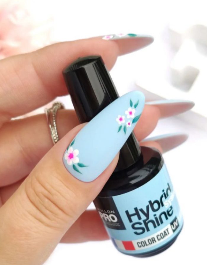 ناخن مصنوعی راسا مدل آبی طرح گل سفید - Image 5