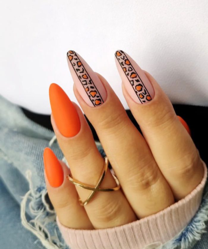 ناخن مصنوعی راسا مدل نارنجی طرح پلنگی خطی - Image 2