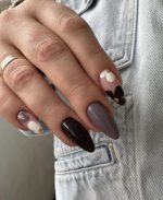 ناخن مصنوعی راسا مدل مشکی طوسی طرح گل