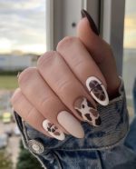 ناخن مصنوعی راسا مدل کرم قهوه ای طرح پلنگی