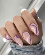 ناخن مصنوعی راسا مدل بنفش ماربل خطی