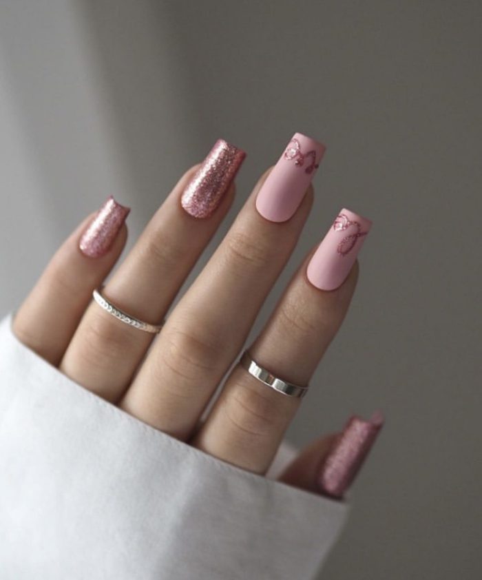 ناخن مصنوعی راسا مدل صورتی و شاین طرح love - Image 5