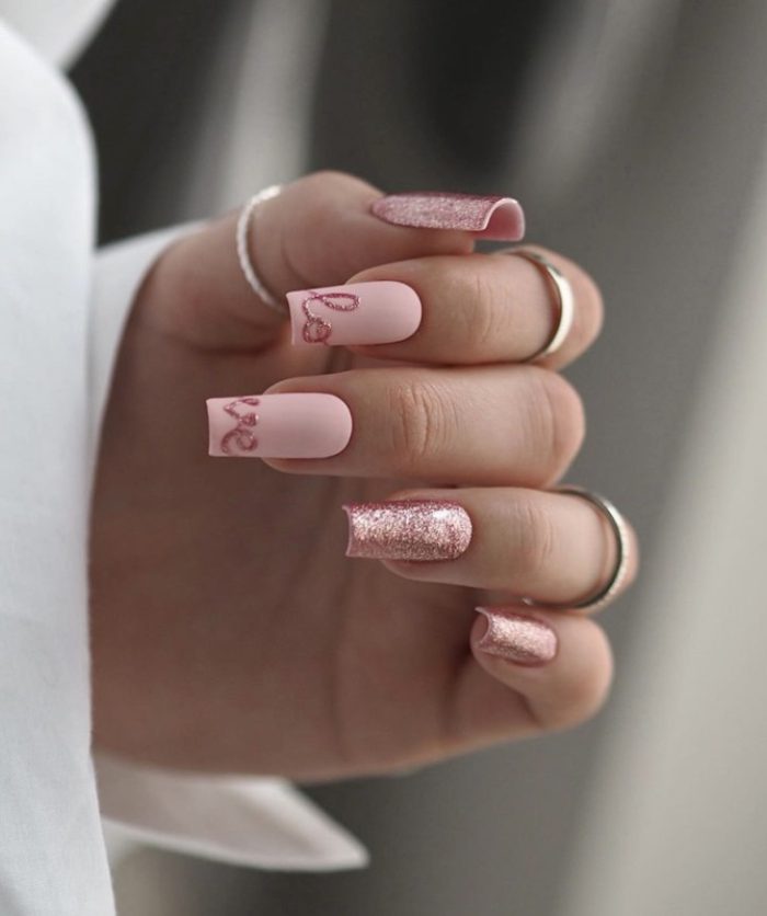ناخن مصنوعی راسا مدل صورتی و شاین طرح love - Image 6