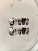 ناخن مصنوعی راسا مدل قرمز مشکی طرح فرشته دارک کد RSR521