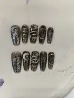 ناخن مصنوعی راسا مدل مشکی طوسی طرح مار و ماه دارک کد RSR595 - Image 8