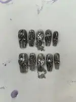 ناخن مصنوعی راسا مدل مشکی طوسی طرح اسکلت و قلب زنجیردار دارک کد RSR1075 - Image 7