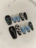 ناخن مصنوعی راسا مدل آبی مشکی طرح ماری کد RSR522 - Image 8