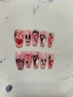 ناخن مصنوعی راسا مدل صورتی طرح اسمایل دارک کد RSR053