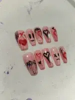 ناخن مصنوعی راسا مدل صورتی طرح اسمایل دارک کد RSR053 - Image 2