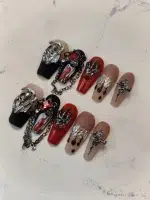 ناخن مصنوعی راسا مدل مشکی قرمز طرح اسکلت زنجیردار دارک کد RSR1085 - Image 8