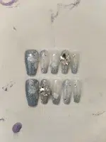 ناخن مصنوعی راسا مدل آبی اکلیلی طرح گل و نگین کد RSR1072 - Image 6