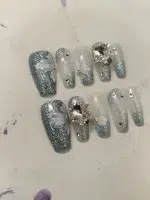 ناخن مصنوعی راسا مدل بیبی آبی اکلیلی طرح گل و نگین کد RSR1072