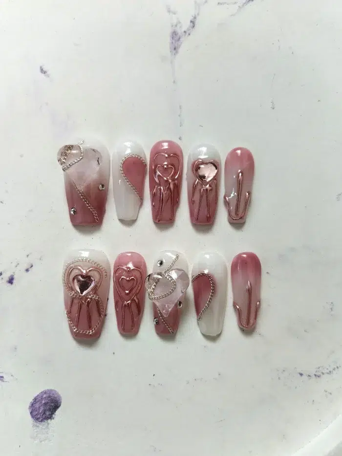 ناخن مصنوعی راسا مدل صورتی طرح قلب کد RSR070 - Image 5