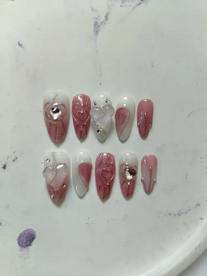 ناخن مصنوعی راسا مدل صورتی طرح قلب کد RSR196 - Image 5