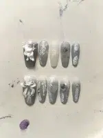 ناخن مصنوعی راسا مدل آبی شیری طرح فرشته کد RSR060