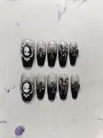 ناخن مصنوعی راسا مدل مشکی بیببی بومر طرح صلیب و خرگوش کد RSR572 - Image 6