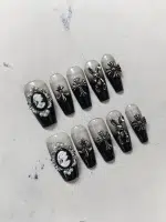 ناخن مصنوعی راسا مشکی بیببی بومر طرح صلیب و خرگوش کد RSR572