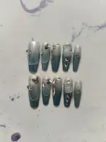 ناخن مصنوعی راسا مدل آبی بیبی بومر طرح پروانه و نگین کد RSR1178