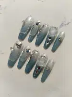 ناخن مصنوعی راسا مدل آبی بیبی بومر طرح پروانه و نگین کد RSR1178 - Image 2