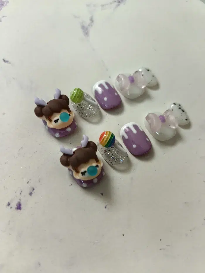 ناخن مصنوعی راسا مدل فانتزی طرح دختر و پاپیون کد RSR357