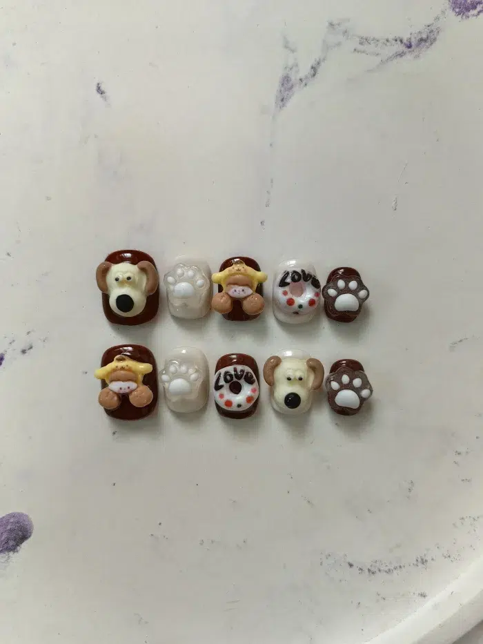 ناخن مصنوعی راسا مدل فانتزی طرح سگ و دونات کد RSR1264