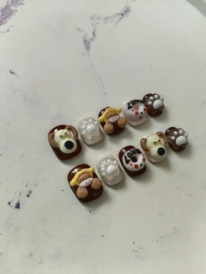 ناخن مصنوعی راسا مدل فانتزی طرح سگ و دونات کد RSR1264