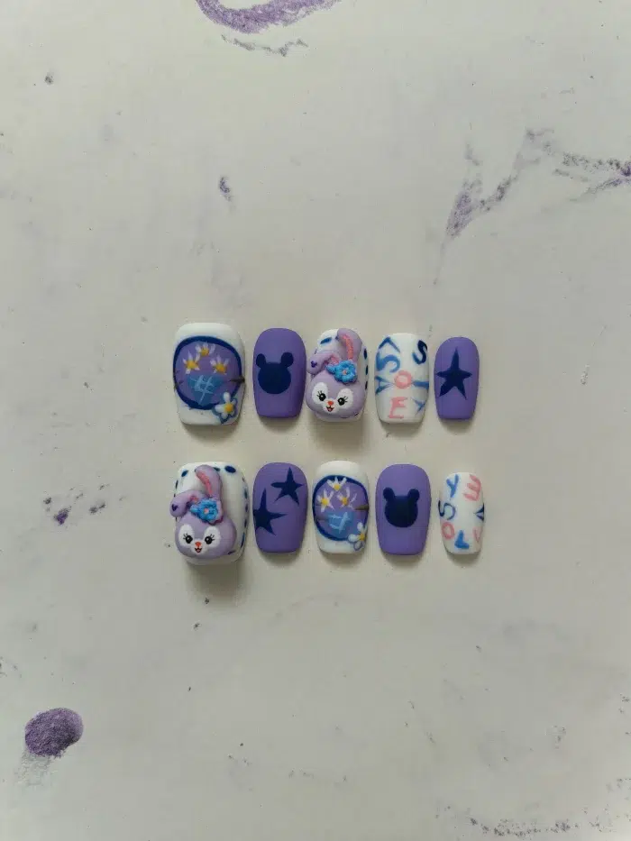 ناخن مصنوعی راسا مدل فانتزی بنفش طرح خرگوش کد RSR393