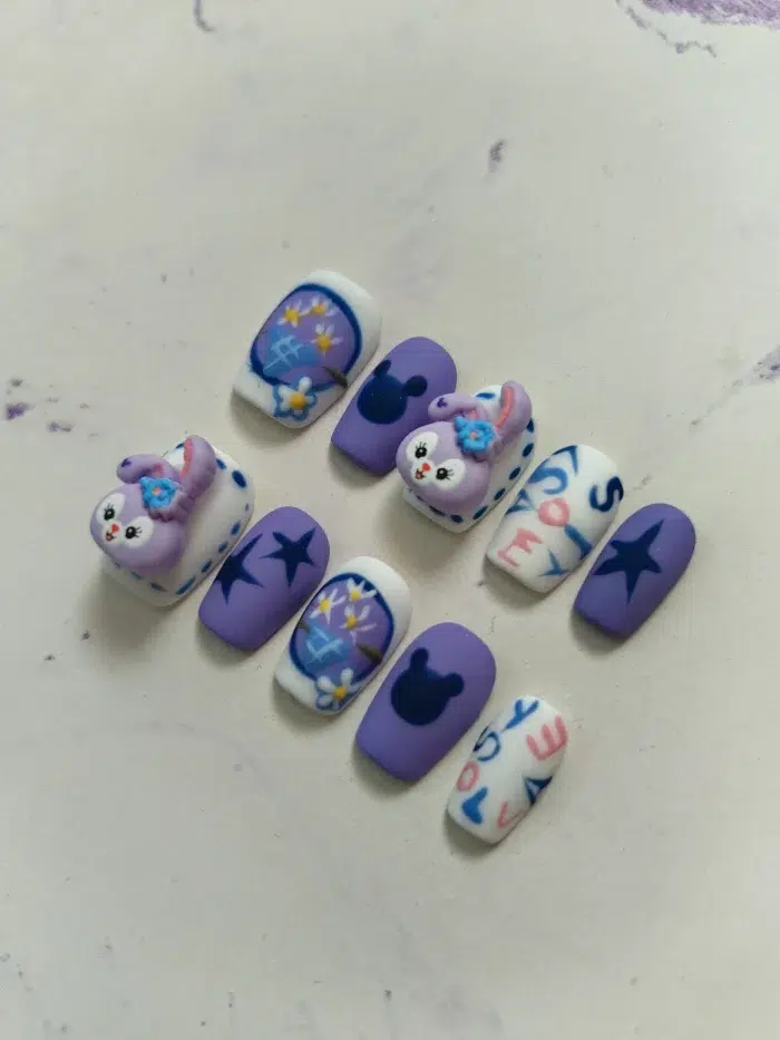 ناخن مصنوعی راسا مدل فانتزی بنفش طرح خرگوش کد RSR393