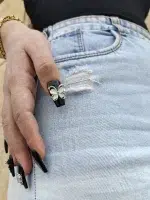 ناخن مصنوعی برجسته راسا مشکی طرح گل و پروانه کد RSR606