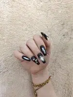 ناخن مصنوعی برجسته راسا مشکی طرح گل و پروانه