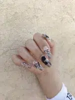 ناخن مصنوعی برجسته راسا طرح طوسی شیری طرح گل و پروانه