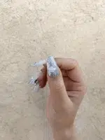 ناخن مصنوعی راسا مدل بیبی بومر آبی اکلیلی طرح گل و نگین دار