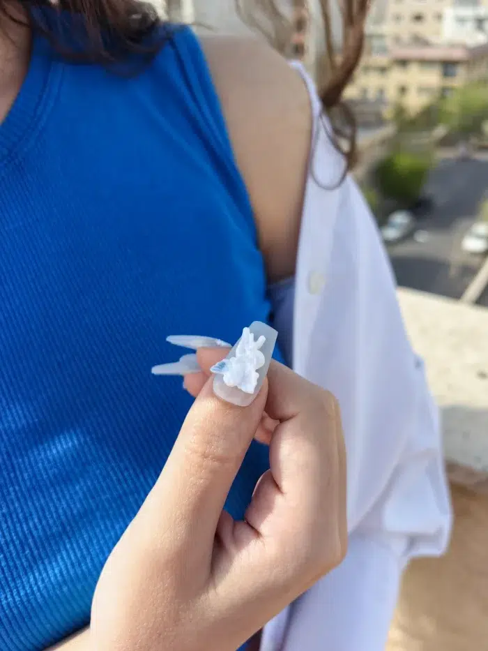 ناخن مصنوعی راسا مدل آبی شیری طرح فرشته