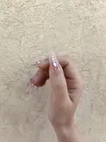 ناخن مصنوعی راسا مدل بیبی بومر صورتی متوسط طرح نگین دار