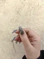 ناخن مصنوعی راسا مدل مشکی طوسی طرح اسکلت و قلب زنجیردار دارک