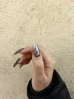 ناخن مصنوعی راسا مدل مشکی طوسی طرح مار و ماه دارک