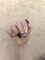 ناخن مصنوعی برجسته راسا طرح بال فرشته سفید مشکی