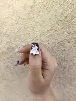 ناخن مصنوعی برجسته راسا طرح بال فرشته سفید مشکی