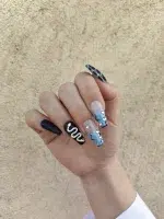 ناخن مصنوعی راسا مدل آبی مشکی طرح ماری کد RSR522 - Image 5