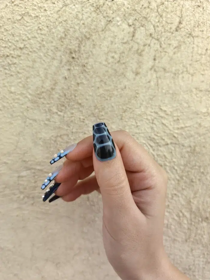 ناخن مصنوعی راسا مدل آبی مشکی طرح ماری کد RSR522 - Image 6