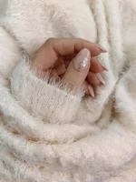 ناخن مصنوعی کوتاه راسا مدل برق و شاین رنگ بیس کرمی